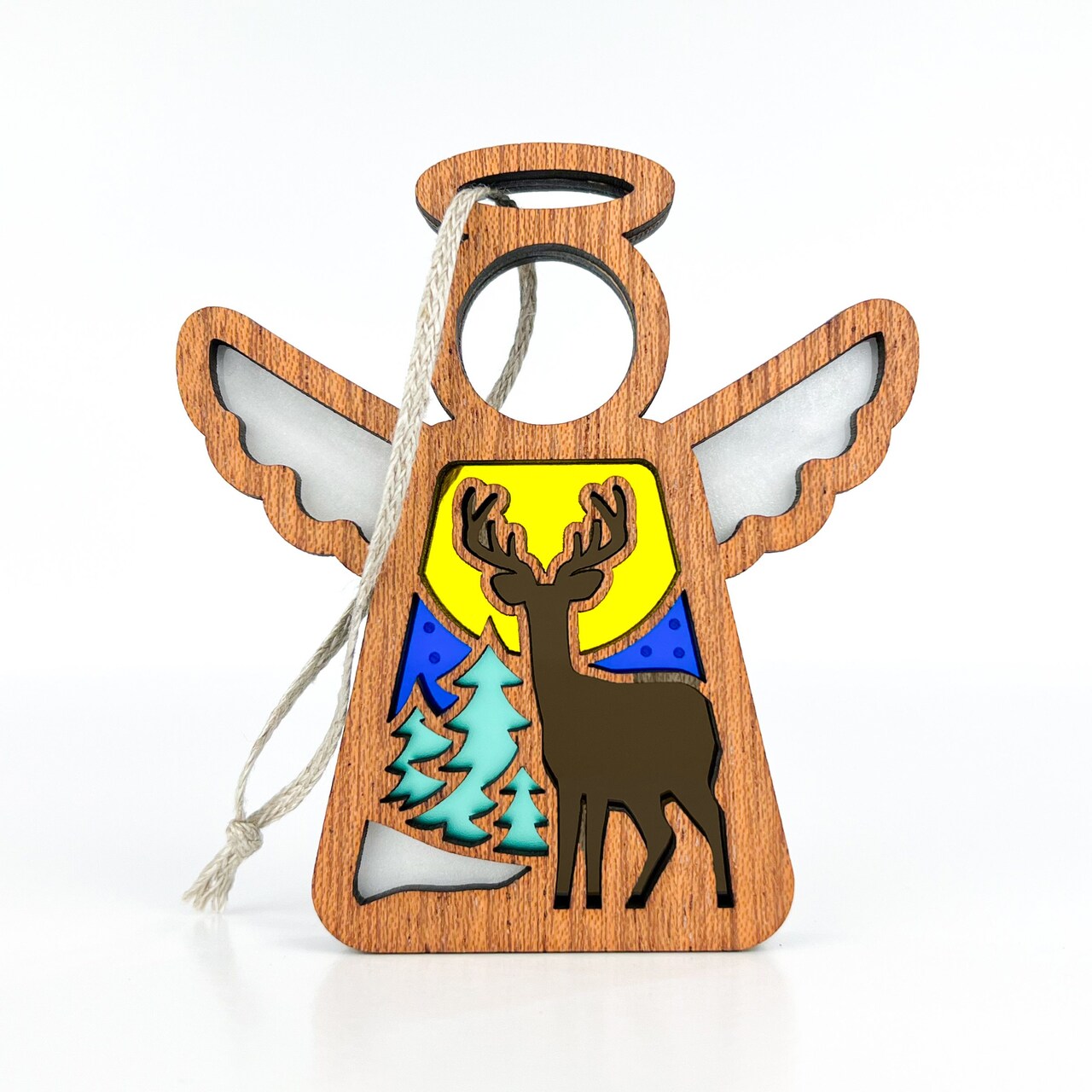3.5" (H) Winter Deer Ornament - Handcrafted in Texas - Mother's Angels® Christmas Angel Wings Figurine